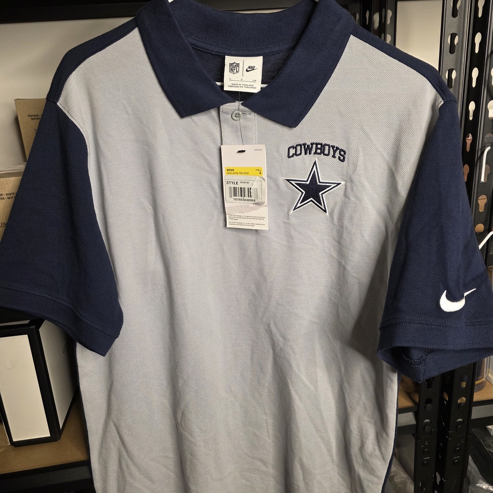 Nike Men's Blue and Gray DALLAS Cowboys Polo Shirt